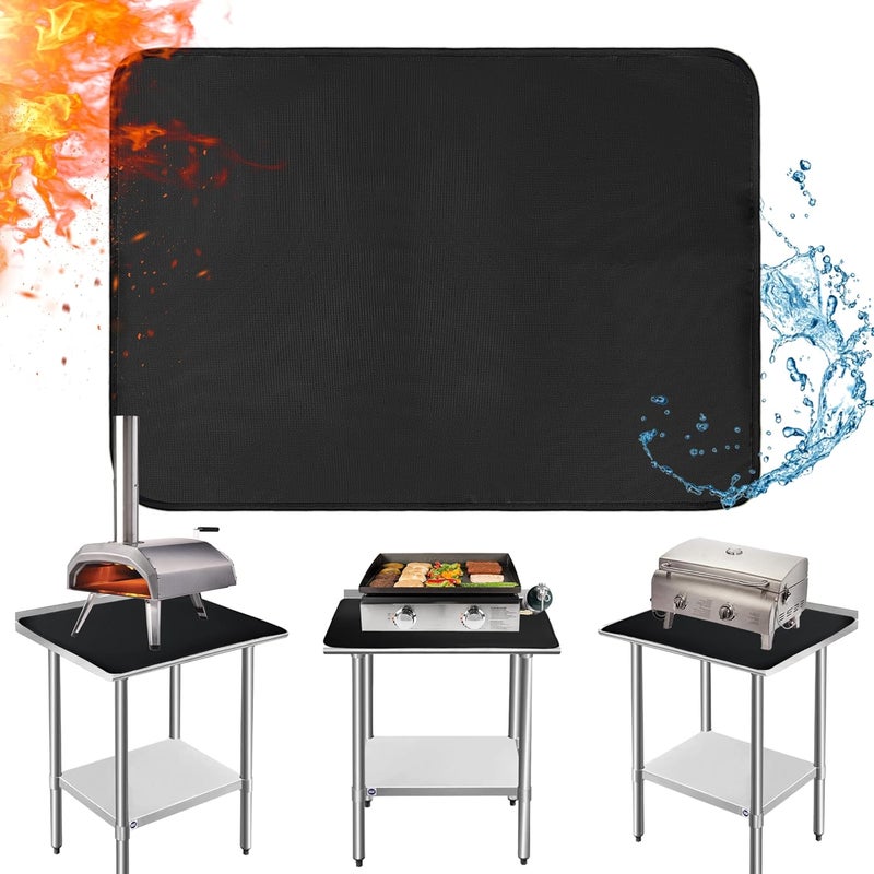 Amerbro 24x36in Heat Resistant Grill Mats for Outdoor Grill to Protect Your Prep Table and Outdoor Grill Table - Fire Proof & Water Proof & Oil Proof BBQ Mat - Black (0.6mm) - Image 1